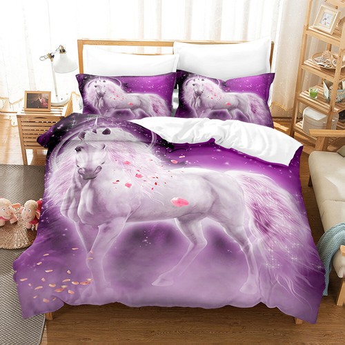 Galloping Horse Bedding Set 2/3 PCS Quilt Duvet Cover Dorm Single Double King - Picture 2 of 32