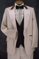 AFTER SIX 2 tone TAN  BROWN VELVET TUX JACKET or 3 pc RETRO TUXEDO VINTAGE MENS