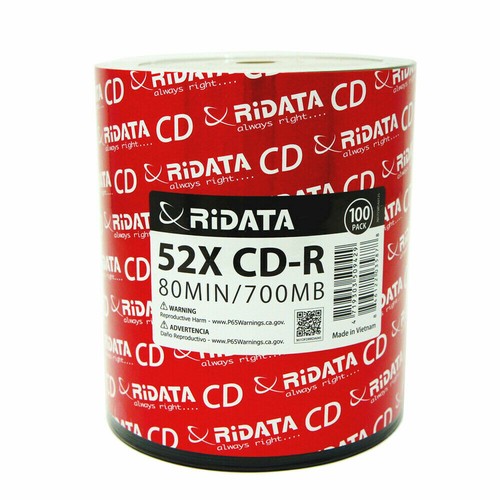 RIDATA CD-R DVD-R Media Blank Disc Logo Top Inkjet Printable Wholesale Lot - Picture 2 of 5