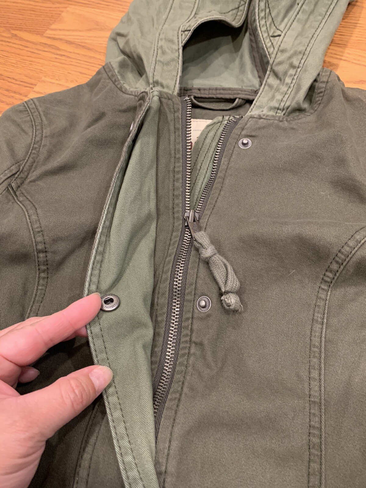 Hollister Army Green Field Jacket Juniors XXS Gem