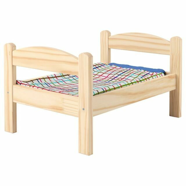 IKEA DUKTIG Doll's Bed With Bedlinen Set Pine Multicolour for sale