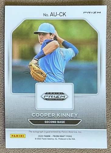 Cooper Kinney 2022 Panini Prizm Draft Picks Autograph Silver #AU-CK Rays Rookie - Picture 2 of 3