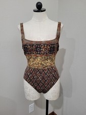 Vintage 90's Oscar de la Renta Swimwear one pice swimsuit size 12 sparkly retro
