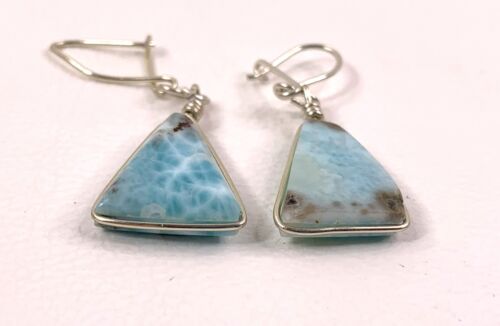 Orecchini pendenti a pezzi triangolo blu tono argento set vortice design gioielli - Foto 2 di 5