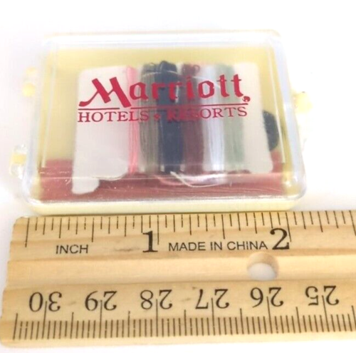 Vintage 1980s Red Logo Marriott Hotels Resorts Sewing Mending Kit Plastic Case - Picture 4 of 5