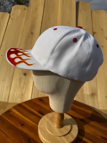 Players Adults Adjustable Flames Strapback Fire Cap White Hat OSFA - Picture 2 of 9