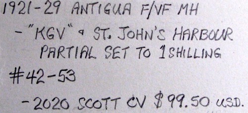 1921-29 ANTIGUA #42-53: F/VF MH "KGV" St. John's Harbour partial set to 1 Sh. - Picture 2 of 2