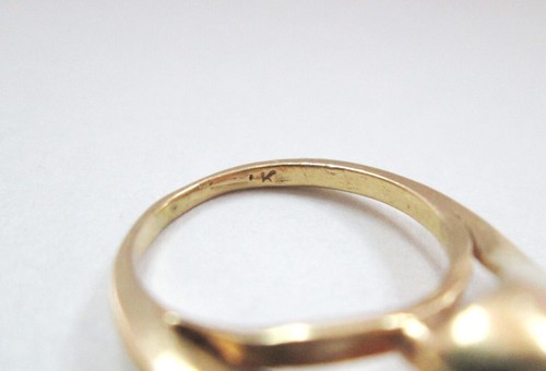 Vntg Solid 14K Yellow Gold Solitaire Diamond Engagement Ring 1/5 ct sz 2 unique - Picture 8 of 11