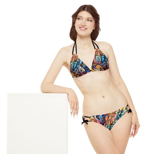 Vibrant Strappy Bikini Set, Colorful Swimwear, Beachwear, Pool Party, Resort - Picture 17 of 18