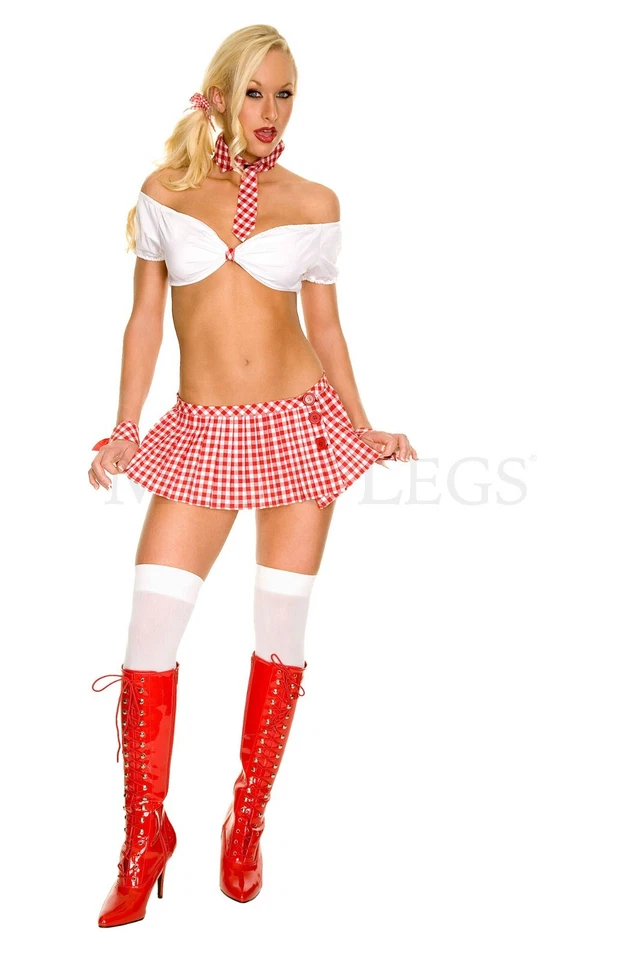 Сексуальный страны школы девочка костюм с плеча верхний клетчатый юбка галстук размер ML - Изображение 3 из 3