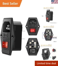 Versatile 10A 250V AC Power Connector with Red Switch - Metal Construction