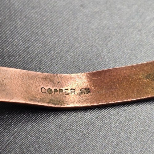 VTG Wheeler Copper Turquoise Petit Point Cuff Bracelet 6.5" Stamped Design - Picture 6 of 14