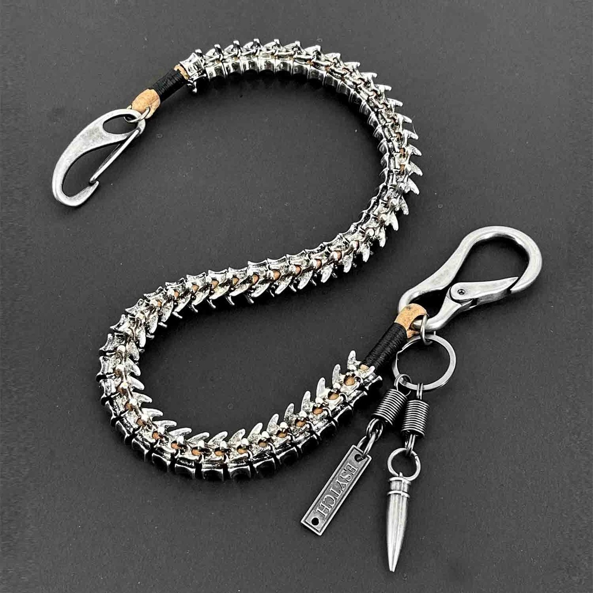 Strong Punk Rocker Biker Jeans Pants Chain Studs Keel Key