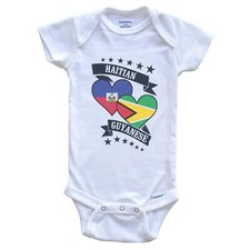 Haitian Guyanese Heart Flags Haiti Guyana Baby Bodysuit