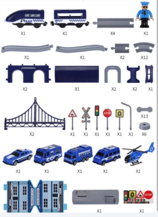 Police Train Set For Kids Ages 4 And Up 66 Pieces, Train Track, Police Set