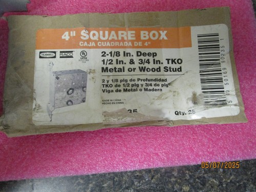 NEW! Qty (15) Raco Hubbell 235 Electrical 2 Gang 4" Square Box - Galvanized - Picture 3 of 9