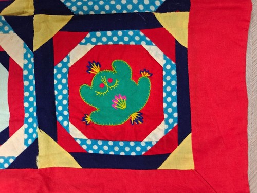 Vintage Handarbeit rot Überwurf Kissenbezug bestickt asiatisch orientalisch Patchwork - Bild 8 von 9
