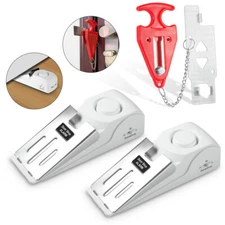 Door Stop Security Alarm Wedge Stopper Portable Home Travel 120dB Anti‑Theft Kit