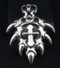 925 Sterling Silver Spike Cross Biker Pendant Blade Gothic Claw Fang Men's New
