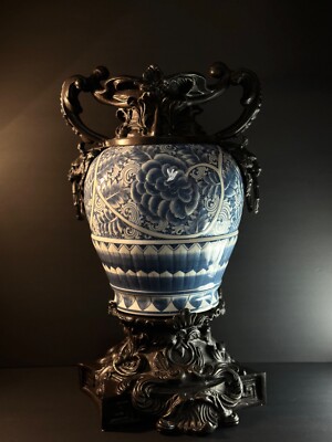 Exquisite Handcrafted Blue and White Ceramic Urn