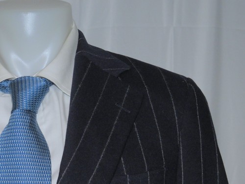 Paul Stuart Cashmere Blend Blue Stripe Woven in England Two Button Suit 39R - Picture 7 of 20