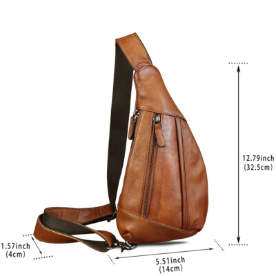 Genuine Leather Sling Bag Men Women Handmade Backpack Crossbody Large Capacity Full Grain Leather Sling Bag: Crossbody Travel Shoulder Bag  main image 4