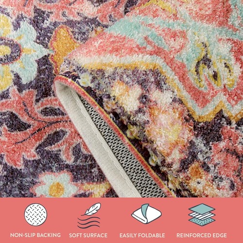 Comfortable 4x6 Floral Area Rug with Non-Slip Backing - Perfect for Living Rooms - Picture 9 of 11