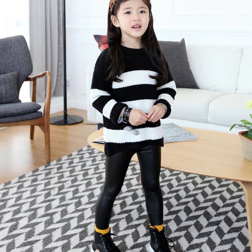 Children Kids Baby Girls PU Leather Leggings Pants Winter Warm Thermal Trousers - Picture 12 of 14
