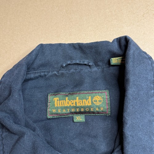 Chaqueta Timberland Para Hombres XL Abrigo de Lona Negra Ropa de Trabajo Cremallera Completa De Colección Botón Y2K - Imagen 6 de 10