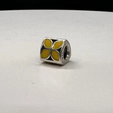 Pandora Sterling Silver Yellow Enamel 4 Petal Flower Charm