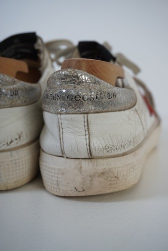 Golden Goose May Sneakers White Leather With Red Star Size EU39/ US9 Authentic - Picture 7 of 24