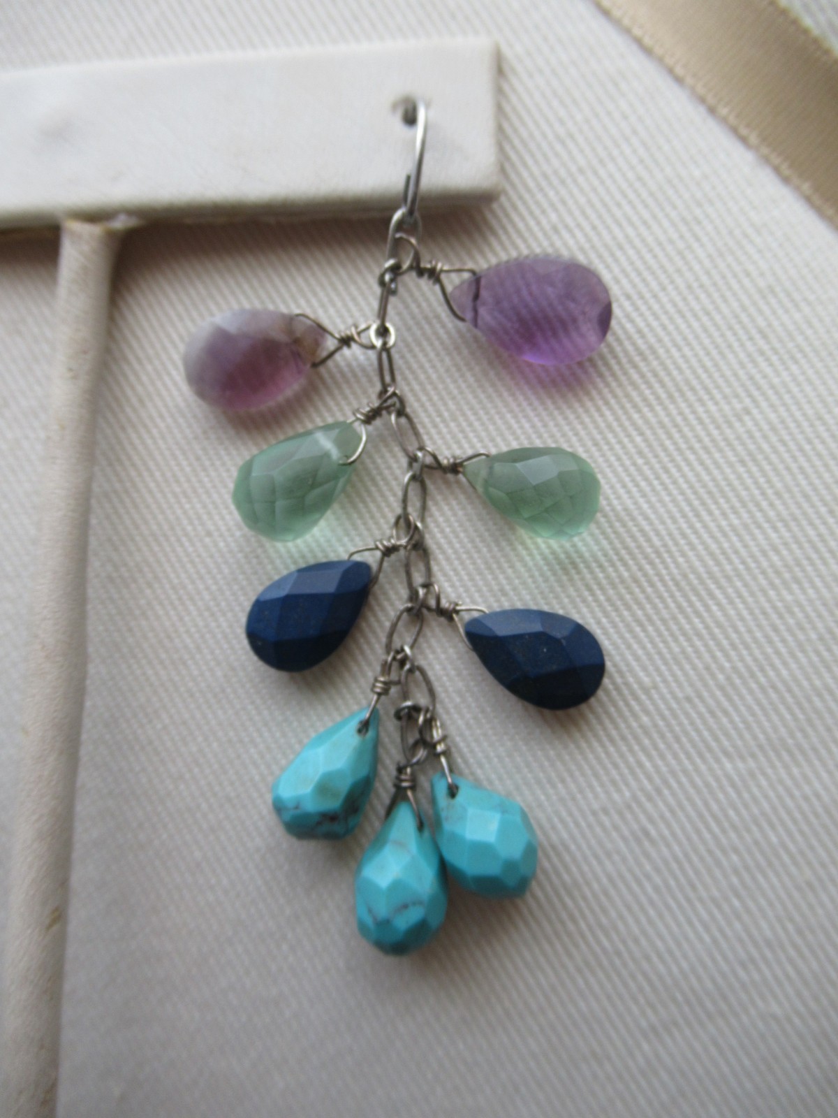 Multi Gemstone Dangle Drop Earrings, Amethyst Per… - image 9