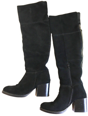 Steve Madden Orabela Black Suede OTK Tall Boots Sz 8.5 NICE 14'' Calf