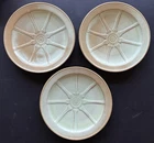 Frankoma 94FL Wagon Wheel 10.5” Dinner plates Prairie Green Set of 3 Great!