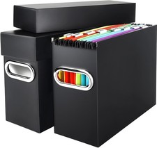 File Organizer Box with Lid  Handle, Thickened Cardboard Hanging File Folder St