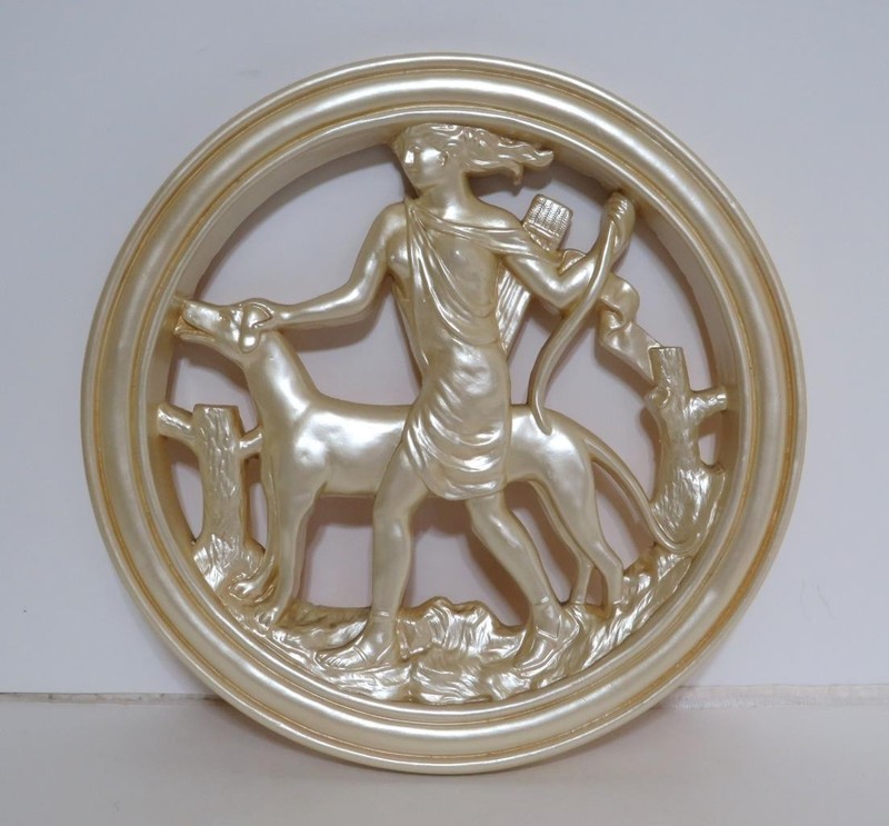 Art Deco Diana the Huntress Wall Plaque by House of David Art Dept. Chalkware