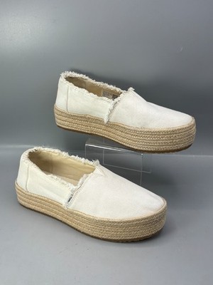 Toms Valencia Platform Espadrilles Womens 7.5 Tan Comfort Round Toe 10019820