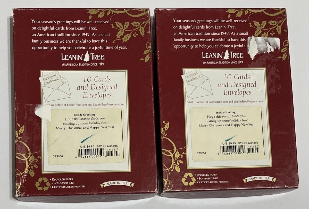 2 Packs Christmas Cards Leanin' Tree 20 Total Horse  Cowboy Winter Holiday 5X7