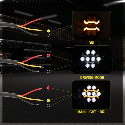 4X 4" LED Work Light Bar Pods Round Offroad Driving Truck ATV Fog Lamp Amber DRL - Picture 8 of 14
