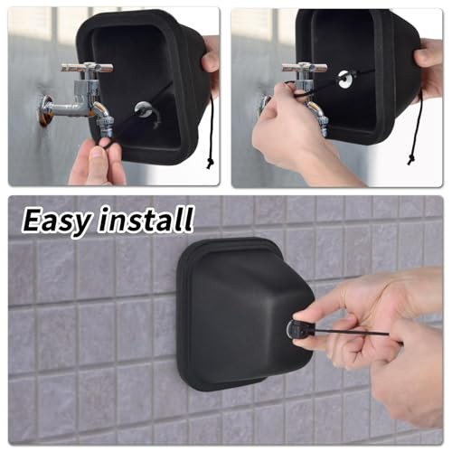 Outdoor Faucet Covers for Winter, Hard Spigot Cover Insulated for 1 Black - Bild 5 von 7