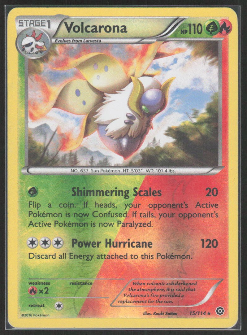 Pokemon Volcarona Rare 15/114 XY - Steam Siege Reverse Holofoil LP