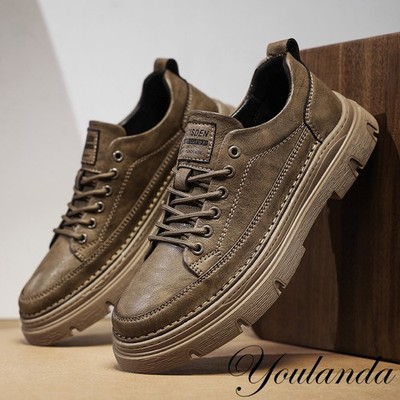 Men's Casual Board Shoes Lace Up Retro Soft Sole Anti Slip Sports Shoes Comfort