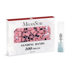 MelodySusie 100 Pcs Nail Drill Bits Sanding Bands for 180 Grit, Pink 