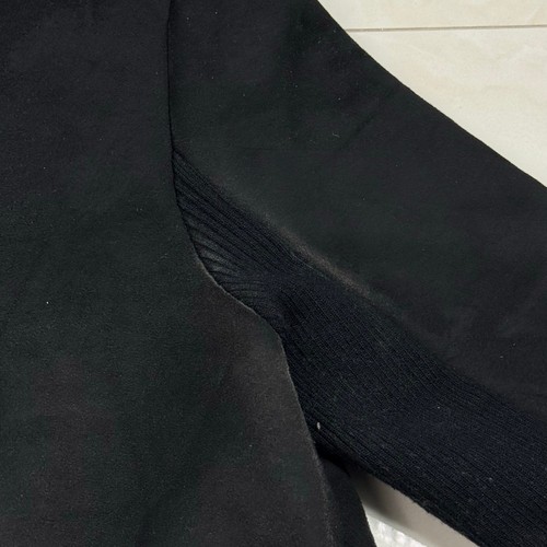 Women's Black Bernardo Faux Suede & Fur Lined Jacket Size One Button Closure - Picture 6 of 6