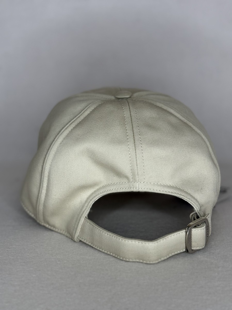 Gucci Hat Cap Baseball Strap Back Mens M Beige Embroidered Logo Made Italy Twill View 3