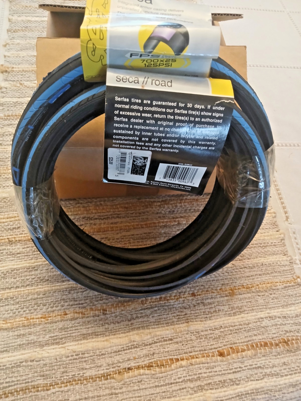 Serfas Seca Flat Protection System Bicycle Road Tires,(2) 700x25,125psi, New,