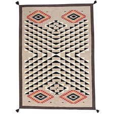 5'1"x7'2" Brown Flat Weave Southwest Geometric Design Hand Woven Wool Rug 2294