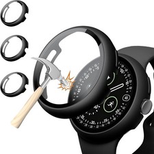 3 Pack PC Case For Google Pixel Watch 4 41mm HD Tempered Glass Bumper Cover