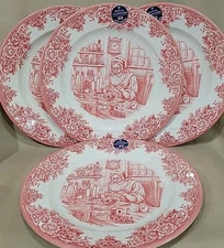 Royal Stafford Christmas Santa’s Workshop 11” Dinner Plates - Set of 4