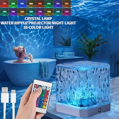Ocean Wave LED Projector Light RGB Night Lamp 16 Colors USB Remote Decor